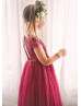 Lace Tulle Keyhole Back Ankle Length Flower Girl Dress